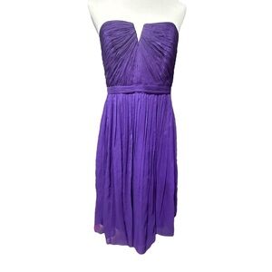 J Crew Silk Chiffon Nadia Strapless Party Dress Size 10 HOCO Purple Bridesmaid